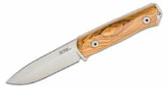 LionSteel B41 UL Fixed Blade Sleipner Steel stone washed, OLIVE wood handle, leather sheath