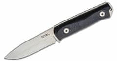 LionSteel B41 GBK bushcraft nôž 10,8 cm, Stonewash, čierna, G10, kožené puzdro