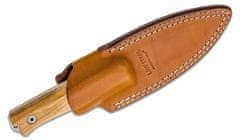 LionSteel B40 UL Fixed Blade Sleipner Steel stone washed, OLIVE wood handle, leather sheath