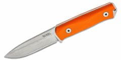 LionSteel B41 GOR bushcraft nôž 10,8 cm, Stonewash, oranžová, G10, kožené puzdro