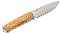 LionSteel B41 UL bushcraft nôž 10,8 cm, Stonewash, olivové drevo, kožené puzdro