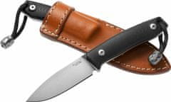 LionSteel M1 GBK Fixed knife m390 blade Black G10 handle, leather sheath, Ti Pearl