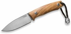 LionSteel M1 UL Fixed knife m390 blade Olive wood handle, leather sheath, Ti Pearl
