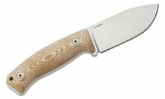 LionSteel M2M CVN Fixed Blade M390 satin blade, Natural CANVAS Handle, leather sheath