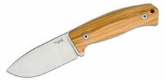 LionSteel M2M UL Fixed Blade M390 satin blade, Olive wood handle, leather sheath