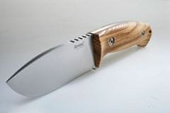 LionSteel M3 UL Hunting fix knife with NIOLOX blade Olive wood handle, leather sheath