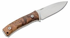 LionSteel M4 WN Fixed Blade M390 satin Walnut hwood andle, leather sheath