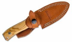 LionSteel M4 UL Fixed Blade M390 satin Olive wood handle, leather sheath
