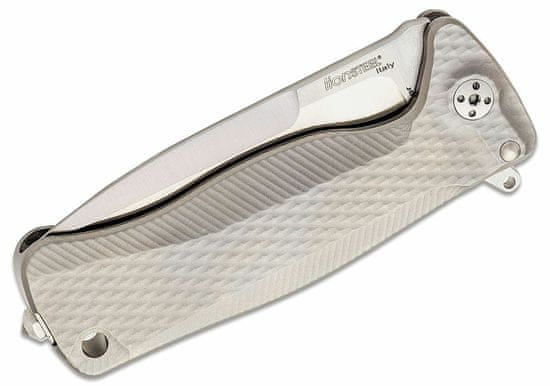 LionSteel SR22 G Solid Titanium knife, RotoBlock. Sleipner, GREY with FLIPPER