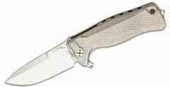 LionSteel SR22 G Solid Titanium knife, RotoBlock. Sleipner, GREY with FLIPPER