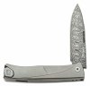 TL D GY Folding knife Damascus Scrambled blade, GREY Titanium handle and clip