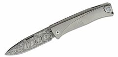 LionSteel TL D GY Folding knife Damascus Scrambled blade, GREY Titanium handle and clip