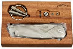LionSteel TRE BL Folding knife M390 blade, Titanium handle BLUE Acc. IKBS wood KIT box