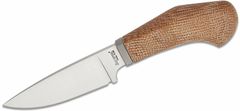 LionSteel WL1 CVN Fixed knife m390 blade NATURAL Canvas handle, Ti guard, leather sheath