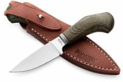 LionSteel WL1 CVG Fixed knife m390 blade GREEN Canvas handle, Ti guard, leather sheath