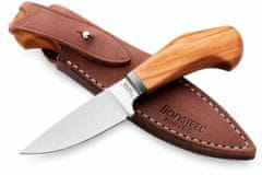 LionSteel WL1 UL Fixed knife m390 blade OLIVE wood andle, Ti guard, leather sheath