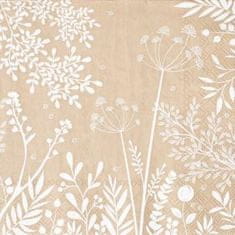 Decor By Glassor  Papierové obrúsky krémové s dekorom kvetín