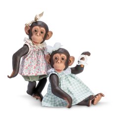 Rappa Realistická bábika od Asivil zo Španielska šimpanz Lola kvetina 35 cm