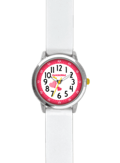 CLOCKODILE Ružové dievčenské hodinky so srdiečkami a silikónovým remienkom