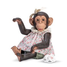 Rappa Realistická bábika od Asivil zo Španielska šimpanz Lola kvetina 35 cm
