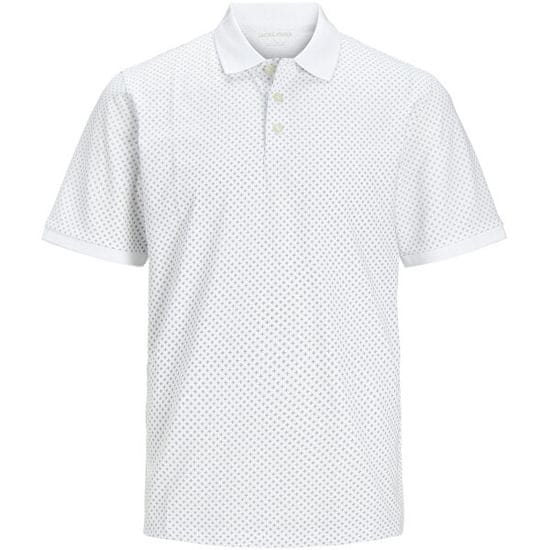Jack&Jones Plus Pánske polo tričko JJLUIS Standard Fit 12254901 White