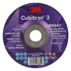 3M 3M Cubitron 3brúsny kotúč s vypuklým stredom, 98647, 36+, T27, 125 mm x 7 mm x 22.23 mm, EN, 10/Pack, 20 ea/Case