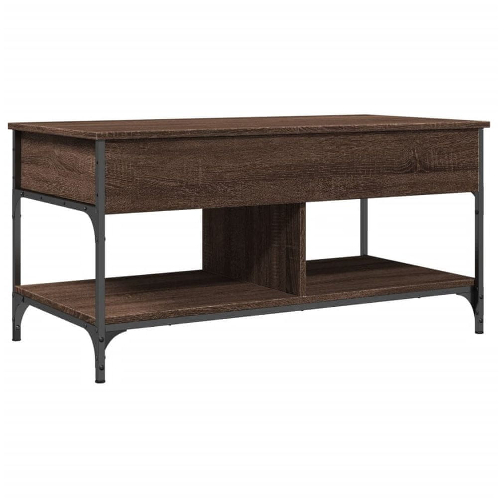 Vidaxl Konferenčný stolík hnedý dub 100x50x50 cm kompozit. drevo a kov