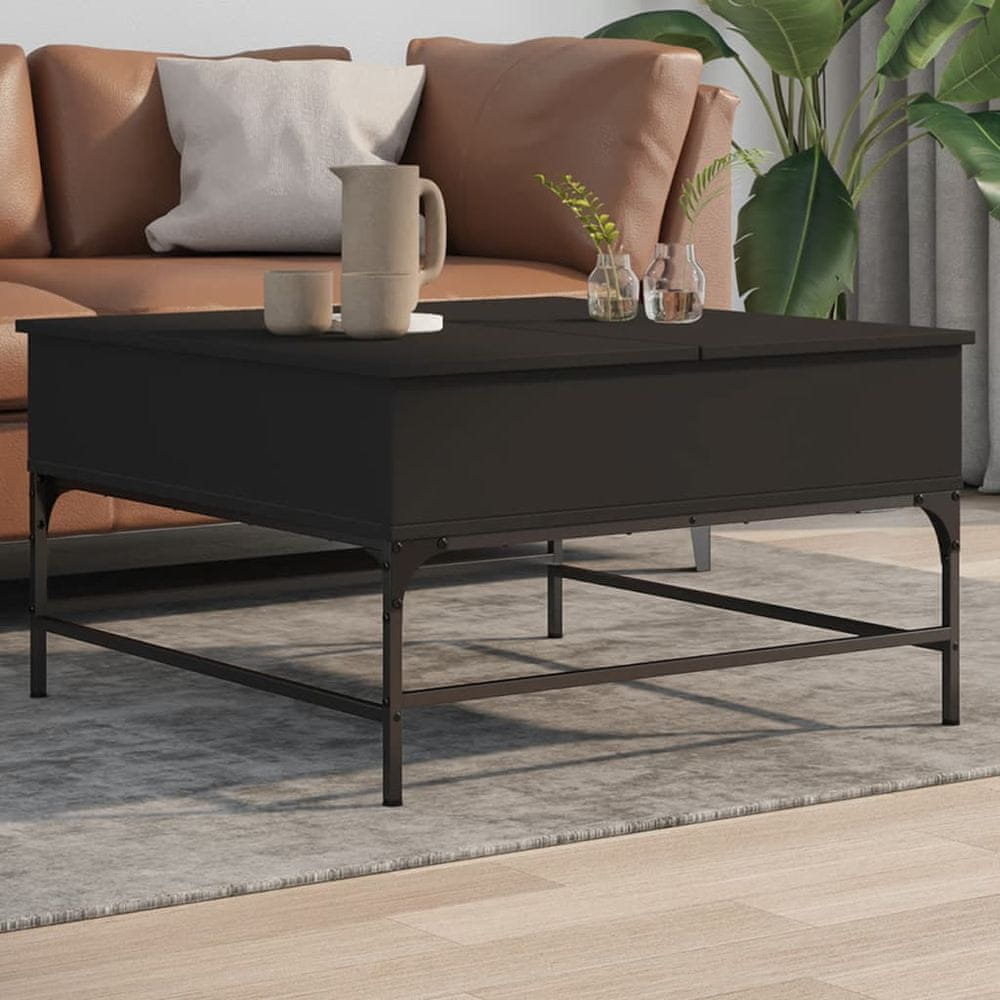 Petromila vidaXL Konferenčný stolík, čierny 80x80x45 cm, kompozitné drevo+kov