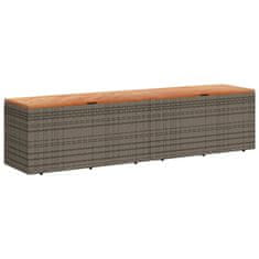 Vidaxl Záhradný úložný box sivý 220x50x54 cm polyratan akáciové drevo