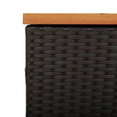 Petromila vidaXL Záhrad. úložný box čierny 220x50x54 cm polyratan akáciové drevo