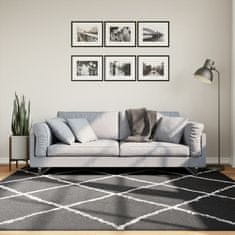 Petromila vidaXL Chlpatý koberec vysoký vlas moderný čierno-krémový 200x200 cm