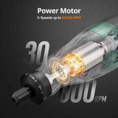 Depstech DC08 sada akumulátorového rotačného náradia, dobíjacia batéria, 5000–30000 ot/min, 127 ks príslušenstva