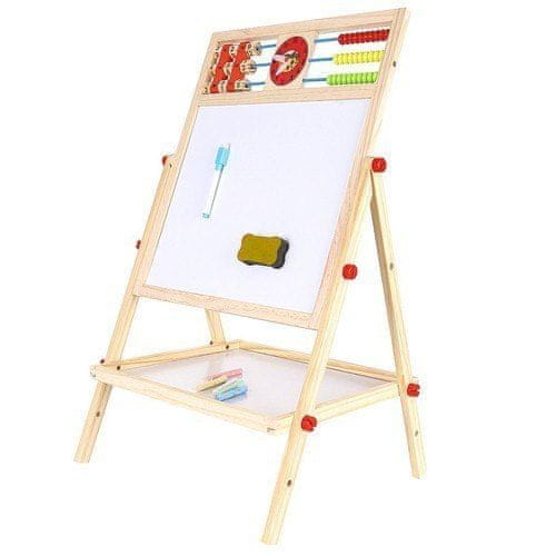 shumee Náučná obojstranná drevená tabuľa pre deti s počítadlom + farebná krieda
