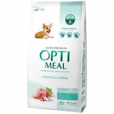 OptiMeal OPTIMEAL suché krmivo pre šteňatá všetkých plemien s morčacím mäsom 1,5 kg