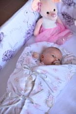Baby Nellys Bavlnený povlak na retro zavinovačku LALLY, Sny Jednorožca, biely
