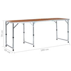 Vidaxl Skladací kempingový stôl 180x60 cm hliníkový
