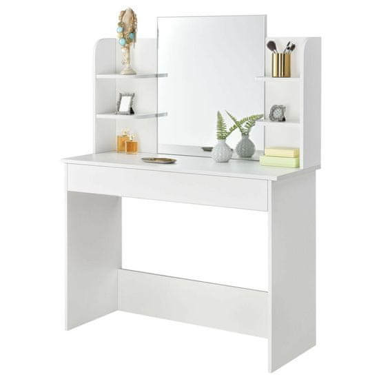 ModernHome Toaletný stolík so zrkadlom Poly biely