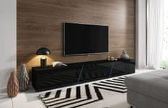 VIVALDI TV stolík Slant s LED osvetlením 240 cm čierny mat/čierny lesk