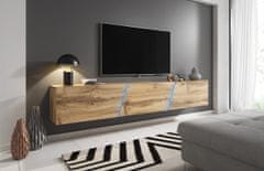 VIVALDI Závesný TV stolík SLANT 240 cm s LED osvetlením dub wotan