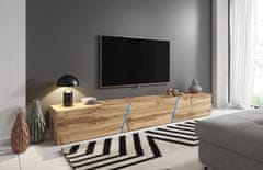 VIVALDI Závesný TV stolík SLANT 240 cm s LED osvetlením dub wotan