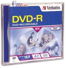 VERBATIM DVD-R Printable 16x 4,7GB jewel 10ks