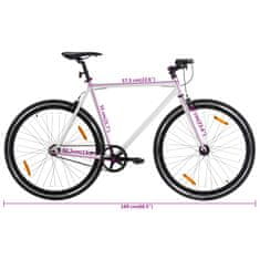Petromila vidaXL Bicykel s pevným prevodom bielo-čierny 700c 55 cm