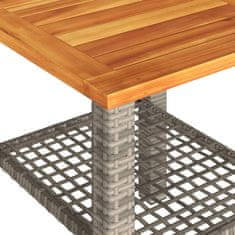Vidaxl Záhradný stôl sivý 40x40x42 cm polyratan akáciové drevo