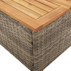 Vidaxl Záhradný stôl sivý 45x45x37 cm polyratan akáciové drevo