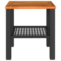 Vidaxl Záhradný stôl čierny 40x40x42 cm polyratan akáciové drevo