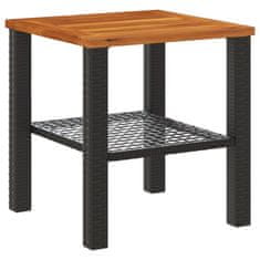 Vidaxl Záhradný stôl čierny 40x40x42 cm polyratan akáciové drevo