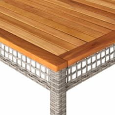 Vidaxl Záhradný stôl sivý 180x90x75 cm polyratan akáciové drevo