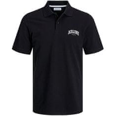 Jack&Jones Pánske polo tričko JJEJOSH Standard Fit 12247387 Black (Veľkosť L)