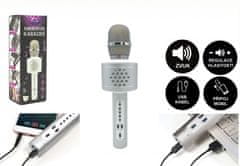 Teddies Mikrofón karaoke Bluetooth strieborný na batérie s USB káblom