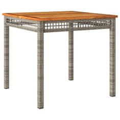 Vidaxl Záhradný stôl sivý 80x80x75 cm polyratan akáciové drevo